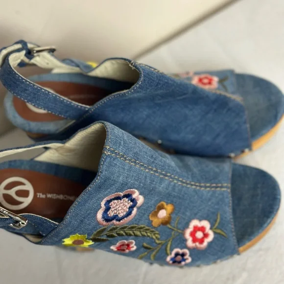 Wishbone Collection Platform denim sandals hippie boho 70s 60s size 9 - Picture 3 of 7